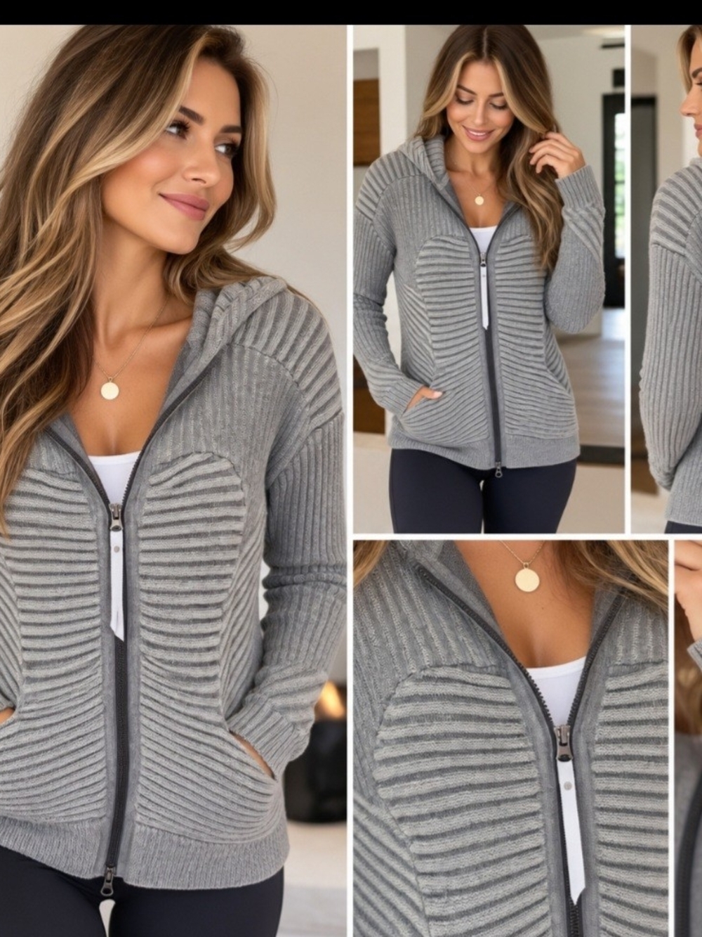 Lululemon Embrace Knit Hoodie – Size 8 – Heather Gray